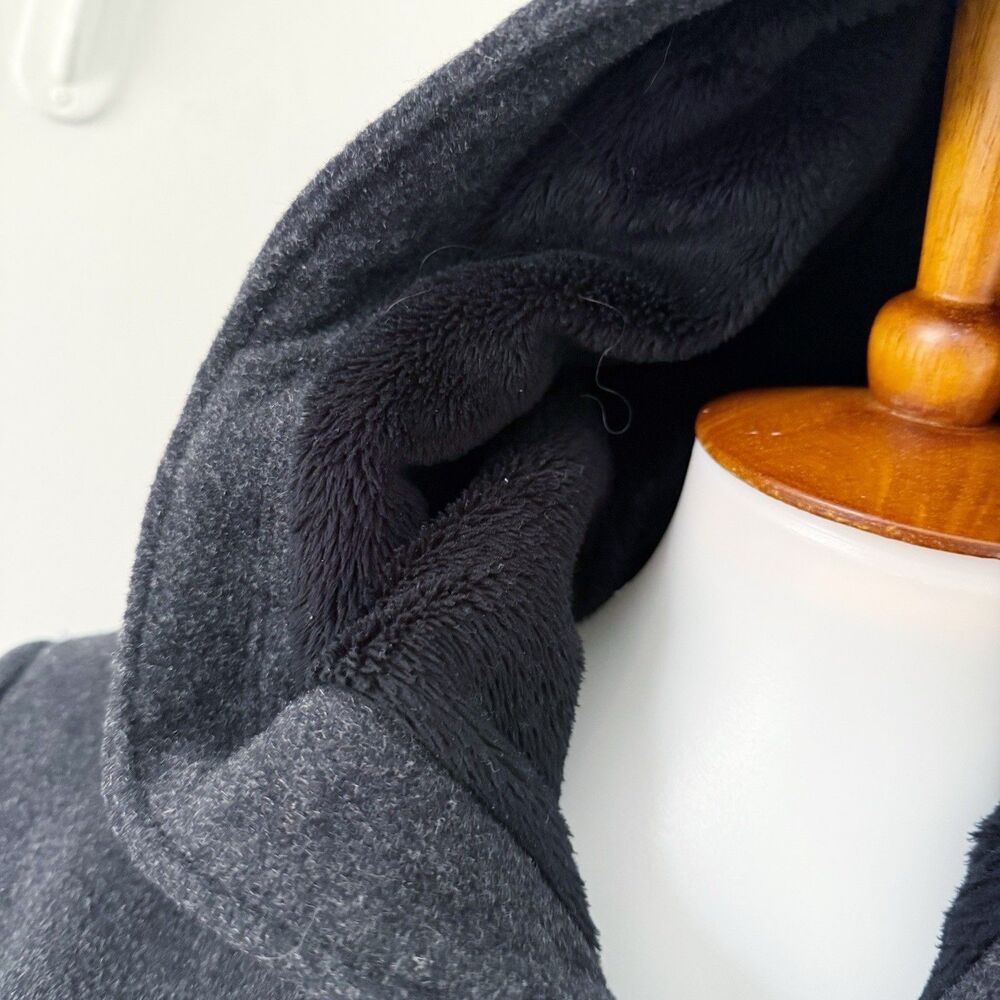 St. John’s Bay Women Wool Cashmere Blend Car Coat Hooded Peacoat Charcoal Gray M - Picture 12 of 16